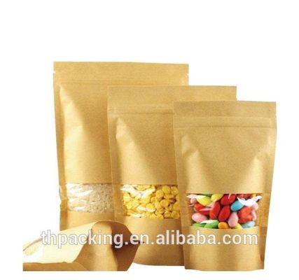 Confezionamento per snack in argento Kraft Stand Up Zipper pouch per l' imballaggio di frutta secca